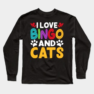 I Love Bingo And Cats T shirt For Women Long Sleeve T-Shirt